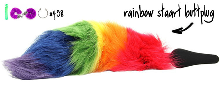Dit is een afbeelding van rainbow staart buttplug