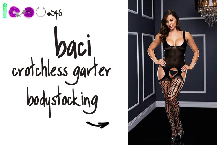 Dit is een afbeelding van baci crotchless bodystocking garter lingerie review